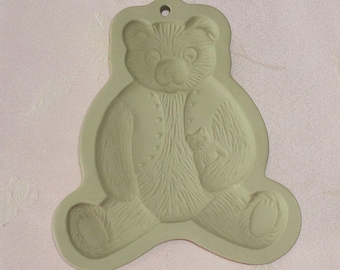 Hill Brown Bag Cookie Art 1984 TEDDY BEAR Shortbread Mold Stoneware NICE