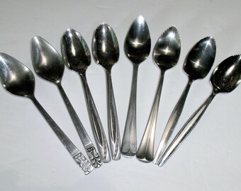 Lof of 8 Vintage Mismatched Fruit Spoons Citrus Grapefruit