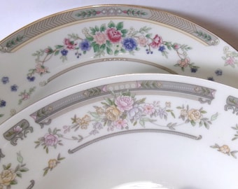 Mismatched Vintage Four Soup Bowls Rimmed Fine China Porcelain Floral