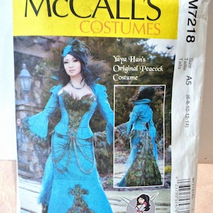 May include: McCall's Costumes sewing pattern for a peacock costume. The pattern is for sizes 6-8-10-12-14. The pattern is for Yaya Han's Original Peacock Costume.