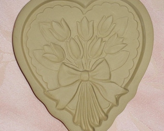 Vintage 1989 Hill Brown Bag Cookie Art Heart Tulip Bouquet Shortbread Mold