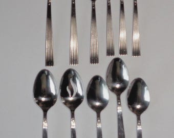 Vintage Cuisinart OAKMONT Stainless Flatware 11 Pcs Fork Soup Spoon Serving
