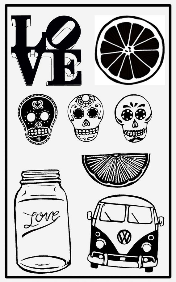 Items similar to Sheet of clear polymer rubber stamps untrimmed DIY you