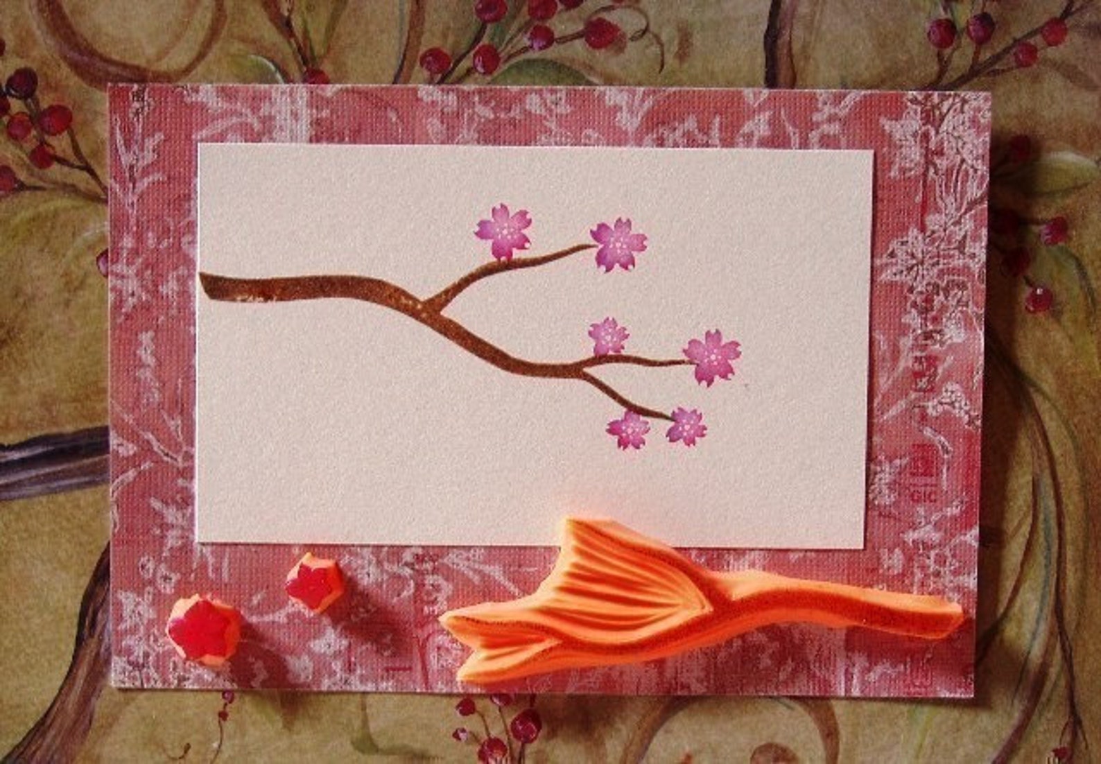 Cherry Blossom Hand Carved Stamp Set | Etsy