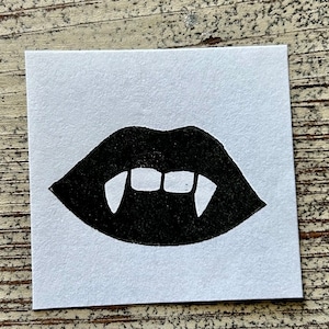 Vampire Fangs Halloween hand carved stamp