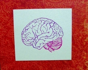 Human anatomy brain hand carved rubber stamp