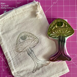 Golden teacher psychedelic mushroom hand carved rubber stamp image 2