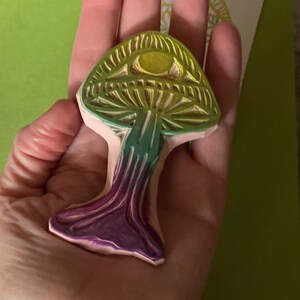 Golden teacher psychedelic mushroom hand carved rubber stamp image 5