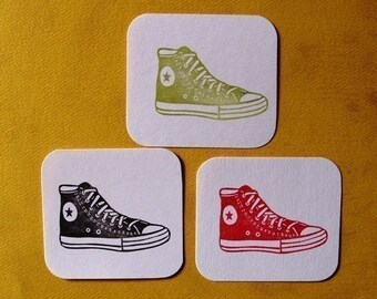 Converse style sneaker hand carved rubber stamp