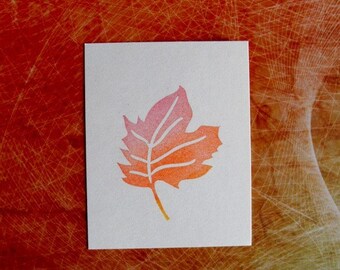 Autumn fall maple leaf (solid) hand carved rubber stamp