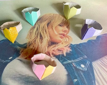 Taylor Swift Inspired Paper Heart Trading Rings Set of 5 - Lover Themed