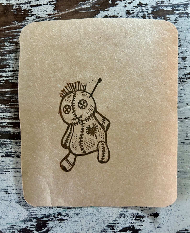 Sweet little voodoo dude hand carved rubber stamp image 3