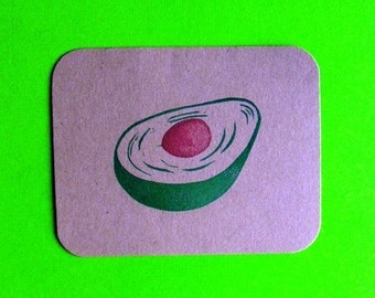 avocado and pit hand carved rubber stamp set