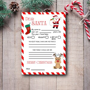 Lieber Weihnachtsmann Brief für Kinder - Digitale Ausfüllen-Weihnachtsmann-Wunschliste - Weihnachtsaktivität PDF-Download