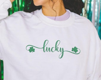 Embroidered Lucky Shamrock Sweatshirt - St. Patrick's Day Shirt