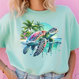 Watercolor Sea Turtle Shirt: Ocean Beach Vibes Tee