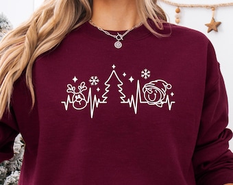 Christmas Heartbeat Sweatshirt: Nurse Doctor Medical Gift