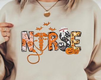 Spooky Nurse Pumpkin Halloween T-Shirt: Funny RN Fall Tee