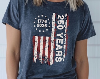 America 250th Anniversary T-Shirt, Patriotic USA Flag 1776-2026 Tee