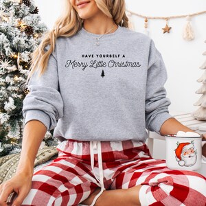 Merry Christmas Sweatshirt: Minimalist Holiday Quote Shirt Athletic Heather