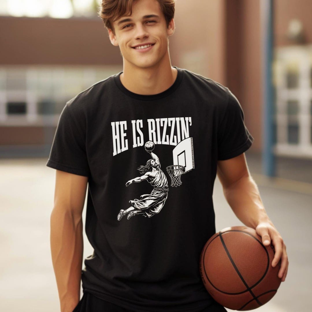 He is Rizzin' Basketball Jesus Meme T-shirt - Etsy