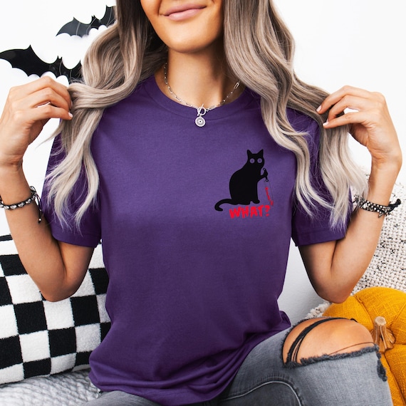 Funny Halloween Cat Shirt: Horror Black Cat Graphic Tee