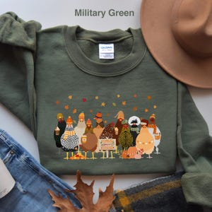 Humorous Fall Chickens Sweatshirt: Women's Autumn Graphic Tee