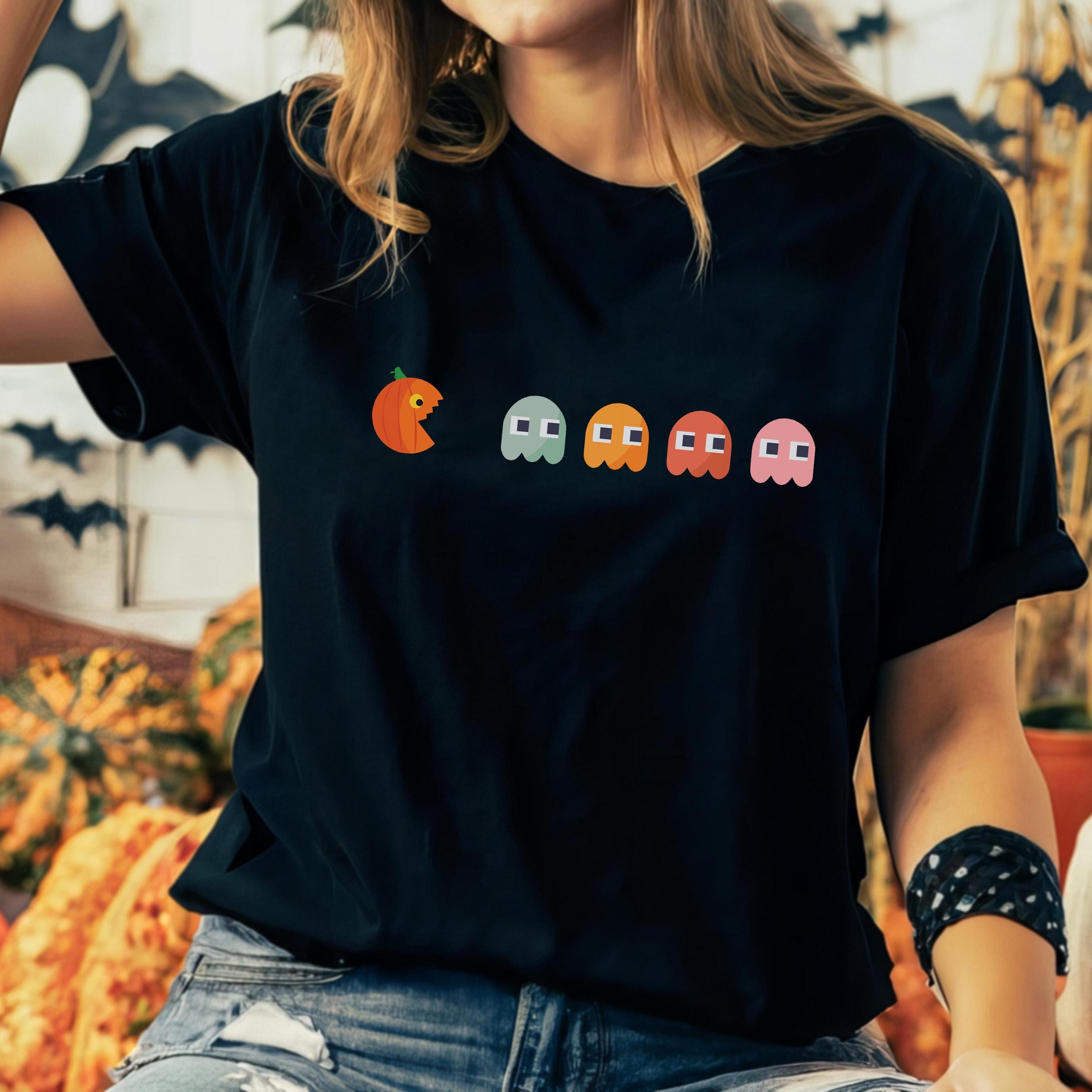 Maglietta Uomo Pac-Man | Top In Cotone Con Colletto Club E Maniche Corte | Colore Nero, Taglia Small | Stile Vintage Anni 80 - 2
