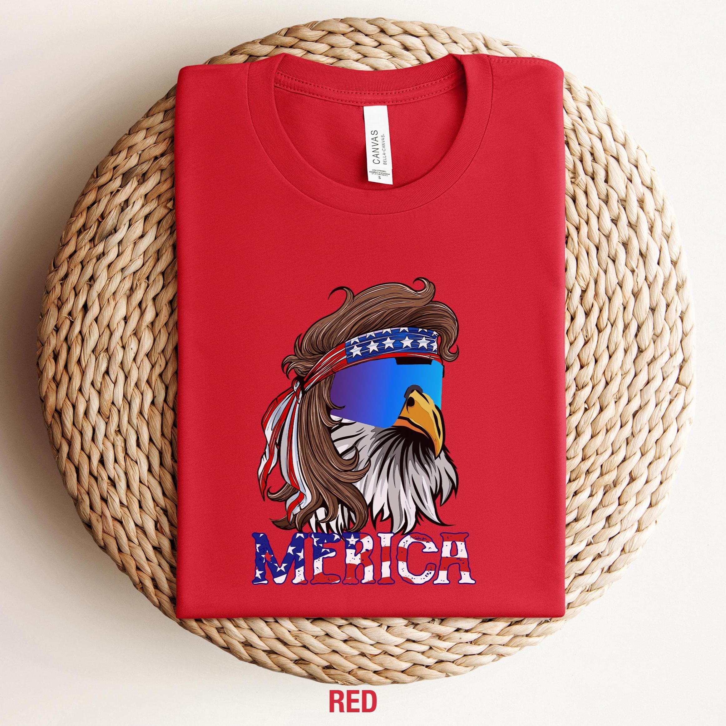 Divertida camiseta americana con diseño de águila y salmonete - Camiseta patriótica del 4 de julio