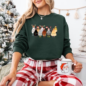 Sweat-shirt amusant avec des poulets de Noël : col rond Holiday Farm Forest