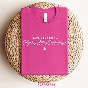 Merry Christmas Sweatshirt: Minimalist Holiday Quote Shirt Raspberry