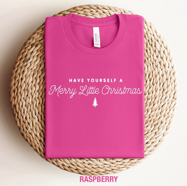 Merry Christmas Sweatshirt: Minimalist Holiday Quote Shirt Raspberry