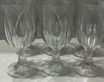 Juego de 6 copas de agua vintage Cristal D'Arques Durand con base de tulipán Pompano
