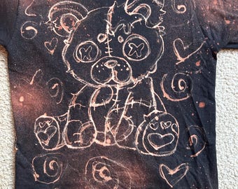 Bleach Dye Teddy Bear shirt ( Made  by Sunny )