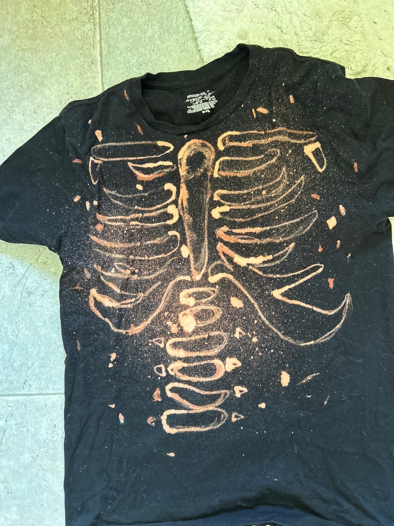 Bleach Dye Shirt - Skeleton Bones ( Made by Sunny ) - Etsy