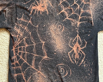 Bleach Dye Spiderwebs shirt ( Made by Sunny)