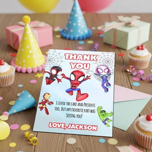 Editable Watercolor Spidey and his Amazing Friends Birthday Party Invitation | Superhero Birthday Invite Canva Template | Instant Download image 2