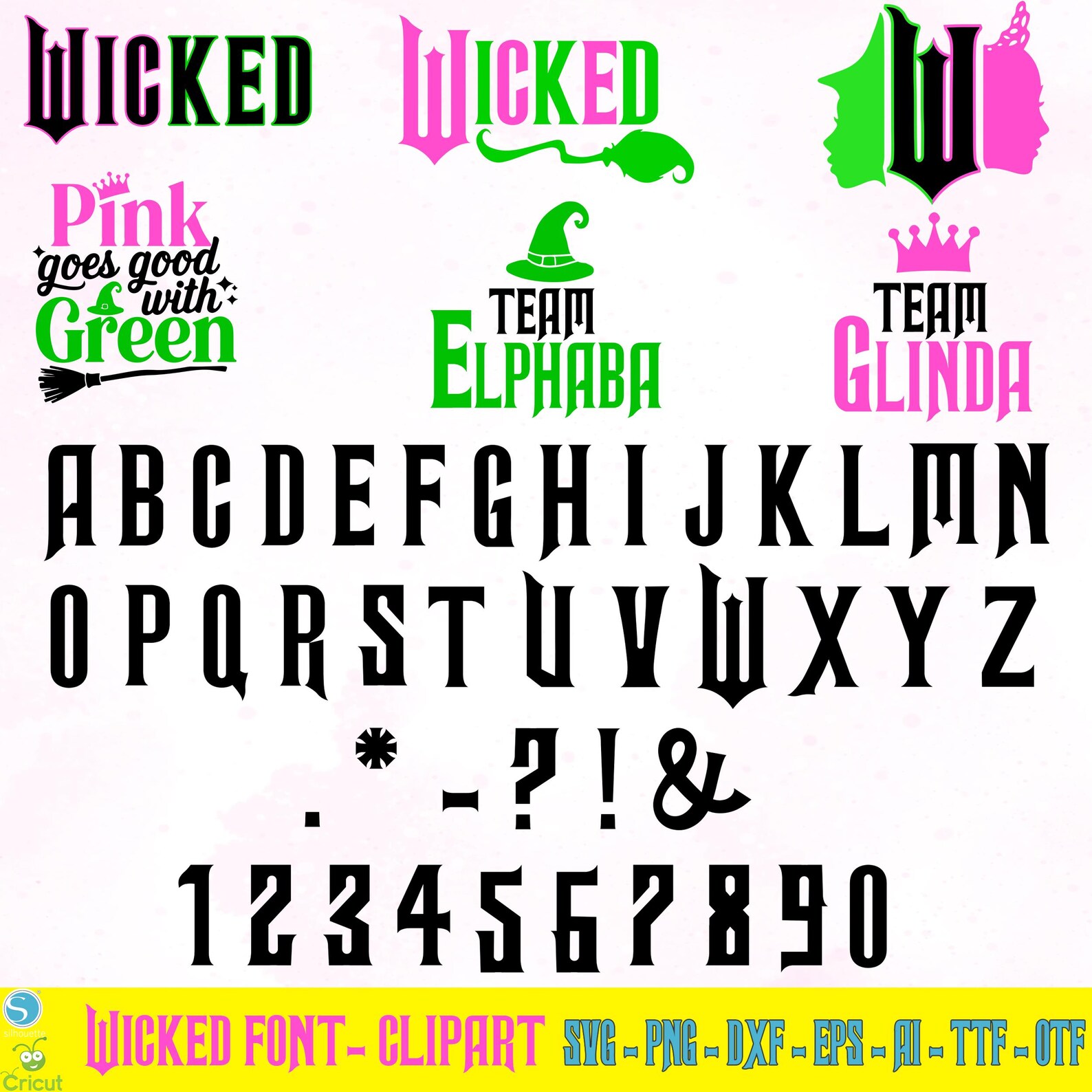 Wicked Font and Clipart OTF TTF, Letters Numbers, Witch Clipart ...