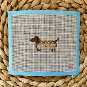 Hot Dog - Stitch Painted Needlepoint Canvas