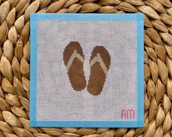 Flip Flop - Stitch Painted Needlepoint Canvas