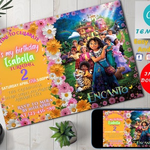Encanto Birthday Invitation Digital Download | Encanto Birthday Party Supplies Invites | Isabela | Editable kid Party | instant download