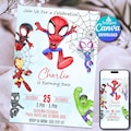 Editable Watercolor Spidey And His Amazing Friends Birthday Party Invitation | Superhero Template Printable | Kids Invite | Instant Download