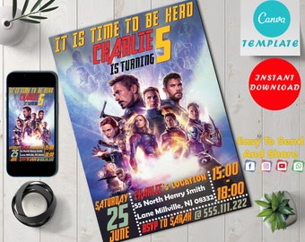 Editable Avengers Birthday Invitation | Superheroes Birthday Invitation | Printable | For Boy and Girl Kids invitation | Instant Download