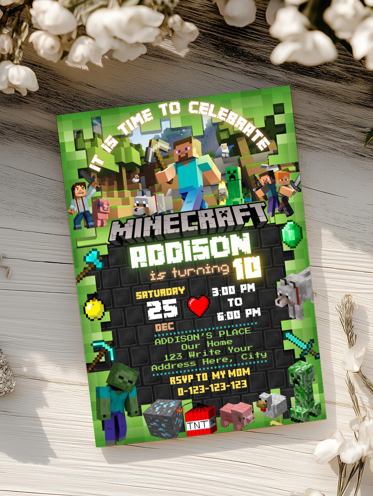 Editable Minecraft Birthday Invitation | Birthday Minecrafter ...