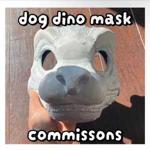 OPEN Dino Dog Mask Commissions | Dino mask, raptor mask, furry comission, therian mask, mask comission, custom mask, mask base, fursuit base