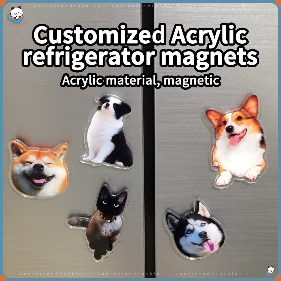 Custom Acrylic Personalized Pet Dog Cat Memorial Portrait Refrigerator ...
