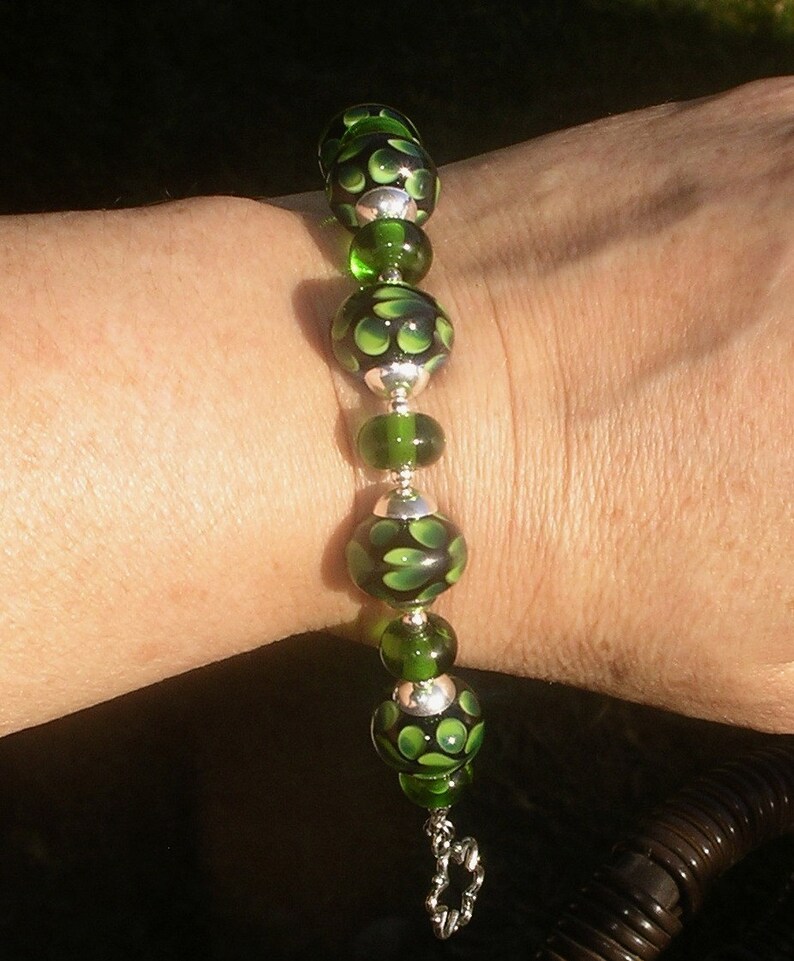 Handmade Glass Lampwork Bead Bracelet Luck O the Irish Etsy
