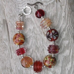 Handmade Glass Lampwork Bead Bracelet - Strawberry Peach