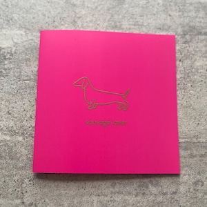 Tarjeta de felicitación con el nombre de Dachshund "amante de las salchichas"