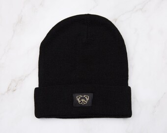 Gorro Bulldog de lã merino nas cores preto/cinza/turquesa/azul